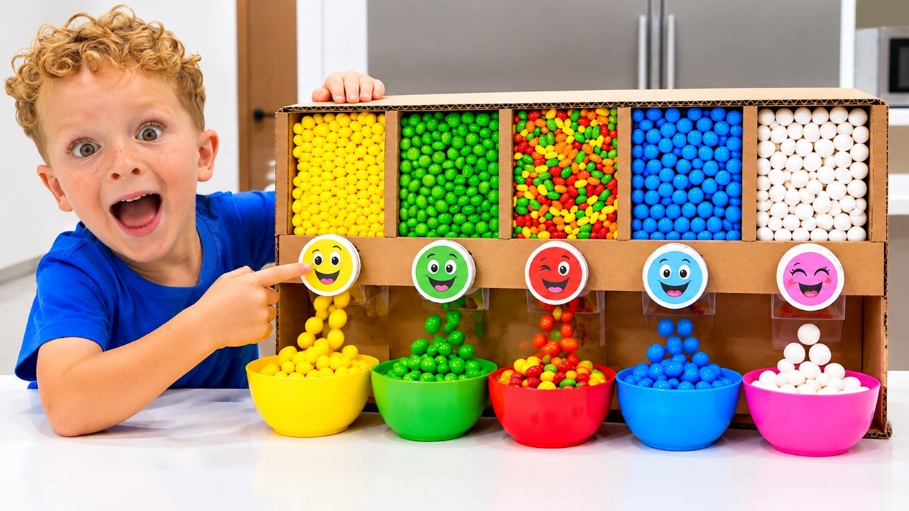 Kids learn to help Uncle and play with sweet machine
