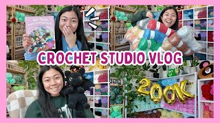 Crochet Studio Vlog 🧶 buying EVERY color of this yarn, seeing my book, hitting 200K, & more!