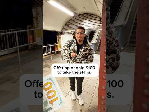 Offering people $100 to take the stairs instead of the escalator. #interview #pushups #fitness