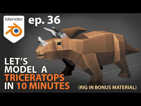 Let's Model a TRICERATOPS in 10 MINUTES (rigging bonus) - Blender 2.83 - Ep. 36