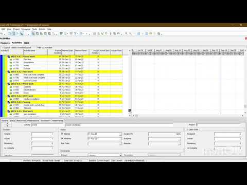 Scheduling on Primavera P6 of construction of a house