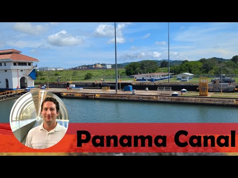 Container Ship "Majestic" Moving Through Miraflores Locks on Panama Canal [Upper to Lower Basin]