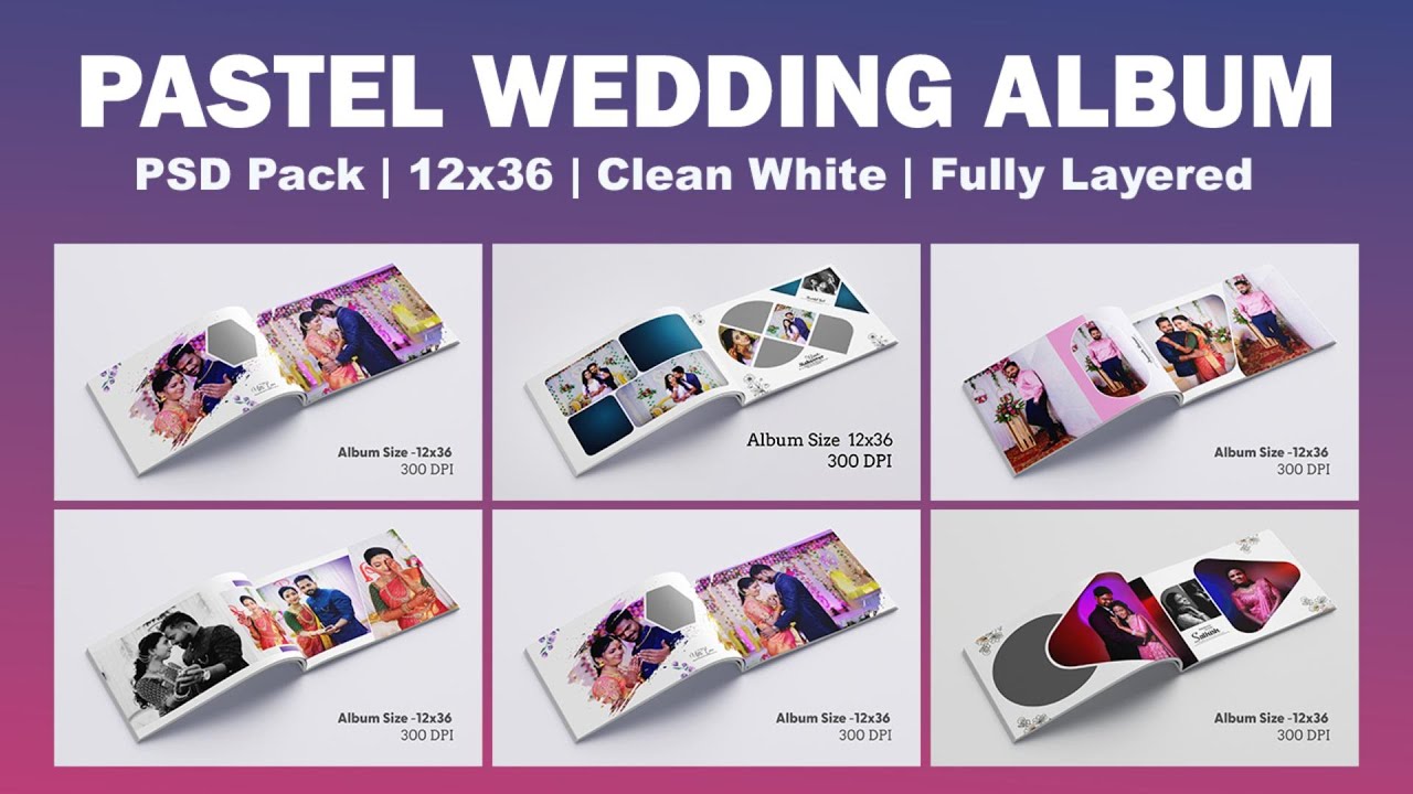 Pastel Minimal Wedding Album Template 12x36 PSD – Premium Style