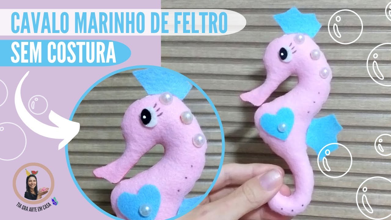 Cavalo marinho de feltro sem costura. | FÁCIL | com MOLDE.