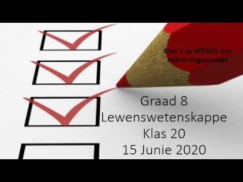 LEWENSWETENSKAP GRAAD 8: 15 Junie 2020 - periode 7 (15087)