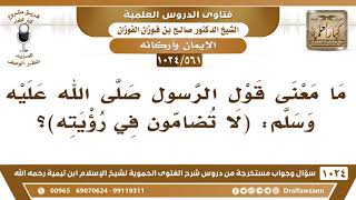 [561 -1024] ما معنى قول الرسول ﷺ: (لا تضامون في رؤيته)؟