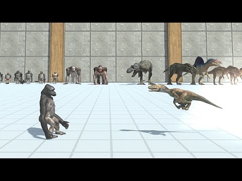 Mutant Primates with Old Goro  VS Carnivore Dinosaurs with Old Goat Rex - Animal Revolt Battle