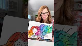 Rainbow hair girl in watercolor