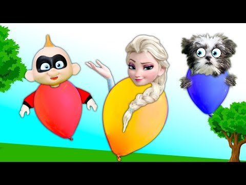 Surprise Balloon Search with Puppy Waggles and Elsa and PJ Masks and the Incredibles