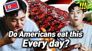 North Korean try US BARBECUE RIBS for the FIRST TIME!