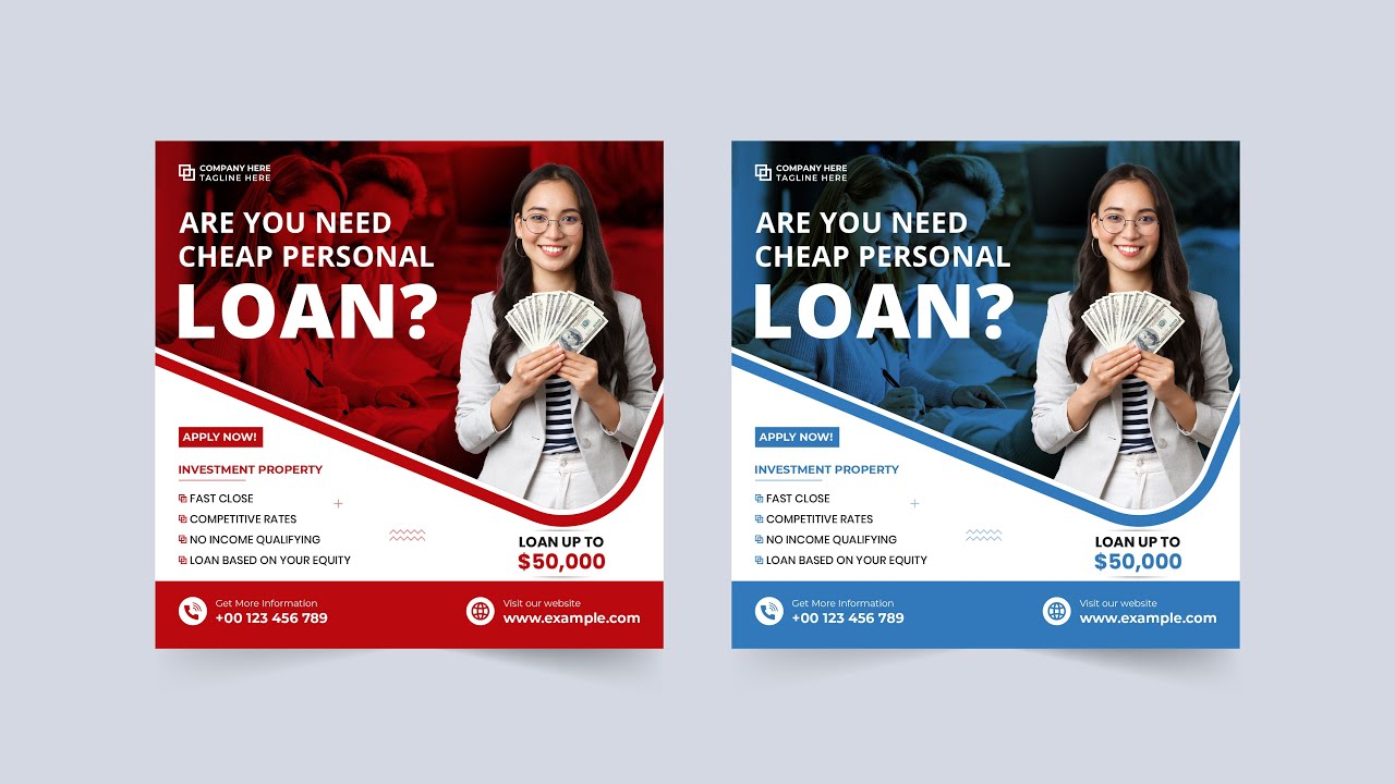 Loan Service Social Media Template  Free Download | Financial Bank Loan Service Template