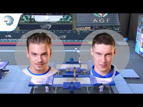 Dmytro SOBAKAR & Anton DAVYDENKO (UKR) - 2018 Trampoline Europeans, synchro final