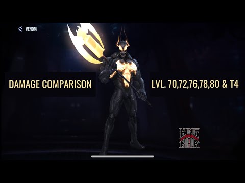Venom's Damage Comparison [Lvl 70,72,76,78,80 & T4] with 140 proc  | Marvel Future Fight