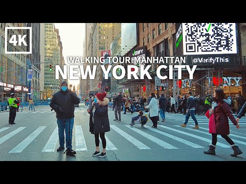 [4K] NEW YORK CITY - Walking Tour Manhattan Broadway, 32nd Street, 5th Ave, 34th Street & 3rd Avenue