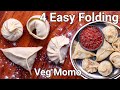How To Wrap or Fold MoMo 4 Ways Step By Step | 4 Easy & Best Shaped Dumplings - Street Style Shaped