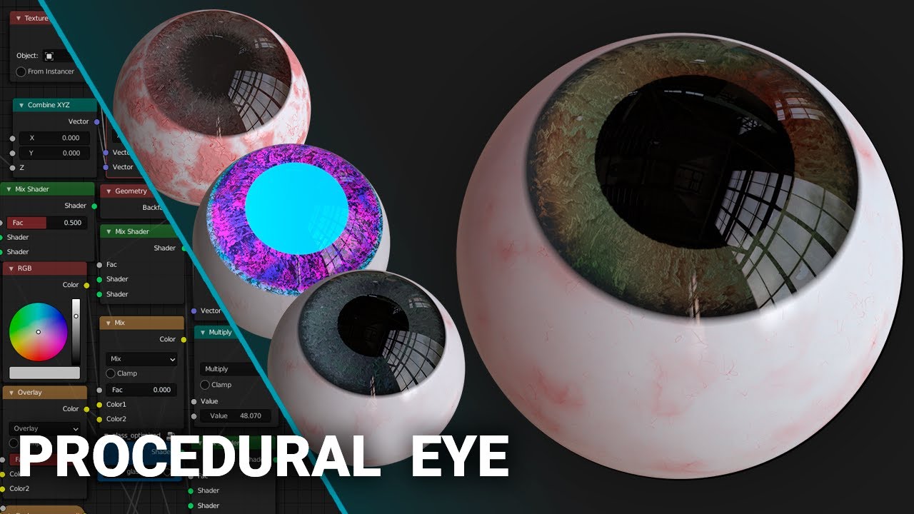 Procedural eye material only for Blender Cycles 3D Model