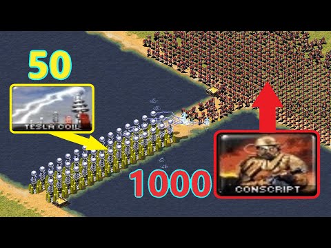 Can 50 Tesla Coils defend the Bridge? - Red Alert 2