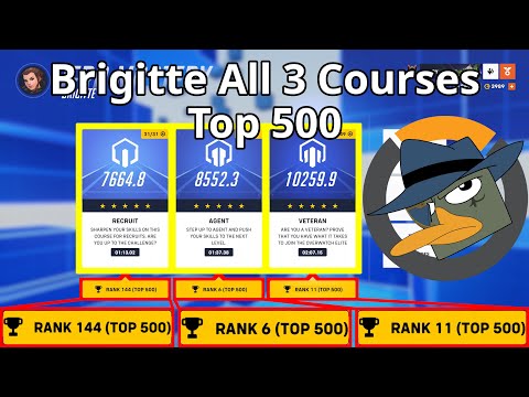 Brigitte Hero Mastery Top 500, all 3 courses, Recruit, Agent, and Veteran, 5 stars - Overwatch 2
