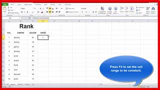 Excel rank numbers from highest to lowest.