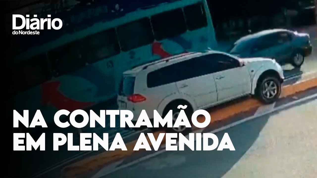 Imagem da notícia VÍDEO: Motorista sobe canteiro na contramão durante horário de pico na avenida Santos Dumont