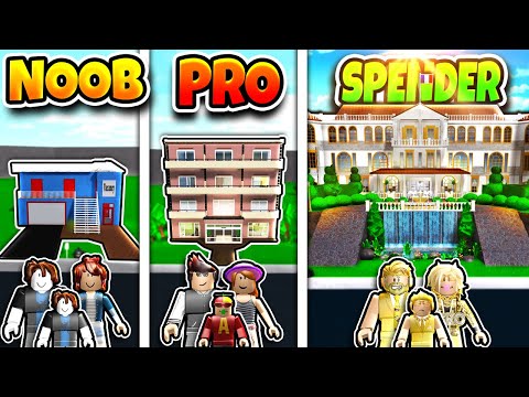 Roblox NOOB vs PRO vs ROBUX SPENDER FAMILY HOTEL BUILD CHALLENGE in BLOXBURG