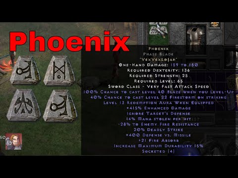 Diablo II Resurrected Rune Words Phoenix (Vex Vex Lo Jah)