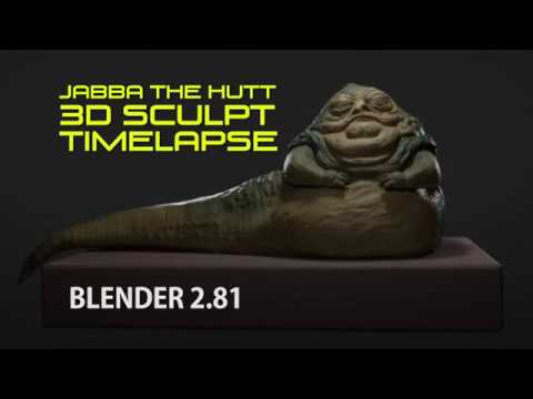 *COMPLETE 3D BUILD* JABBA the Hutt Model TIMELAPSE Build with ANIMATION in blender 2.81 Star Wars