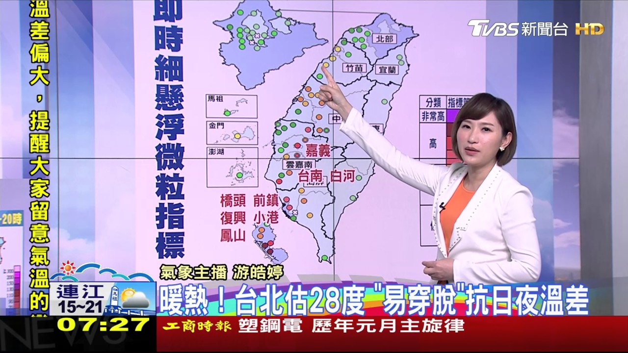 天晴暖洋洋！早晚偏涼添衣裳　空氣品質差