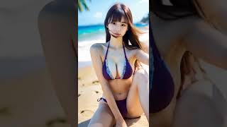 水着美女と波の音３  #aibeauty #aiart #ai美女 #lookbook #ビキニ