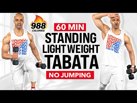 60 MIN INTENSE FAT BURNING TABATA WORKOUT (1000 CALORIES) Light Weights, No Jumping, All Standing