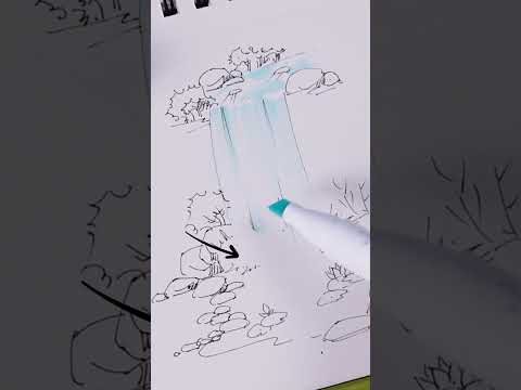 How to Draw Waterfall Easy