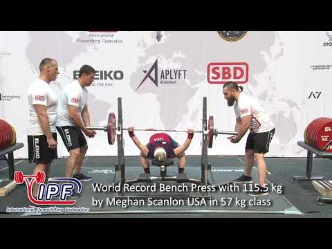 World Record Bench Press with 115.5 kg by Meghan Scanlon USA in 57 kg class