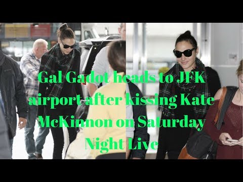 Gal Gadot heads to JFK airport after kissing Kate McKinnon on Saturday Night Live.