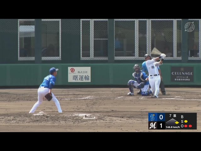【ファーム】打った本人も確信の当たり!! マリーンズ・池田来翔 レフトへ2ランホームラン!!  2024年7月17日 千葉ロッテマリーンズ 対 横浜DeNAベイスターズ