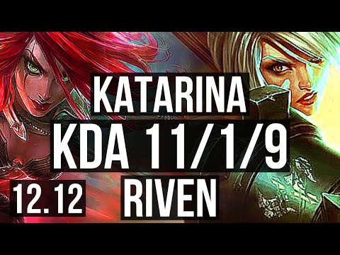 KATARINA vs RIVEN (MID) | 11/1/9, Rank 6 Kata, Legendary, 300+ games | NA Grandmaster | 12.12