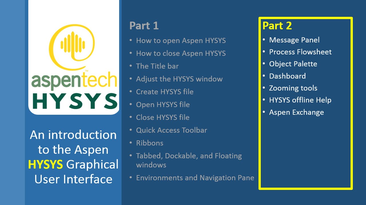 An introduction to the Aspen HYSYS Graphical User Interface (Part 2-2)