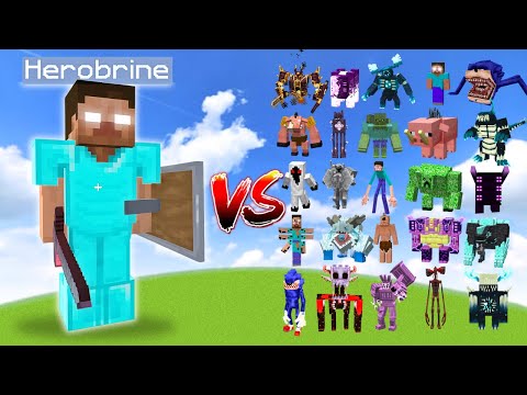 HEROBRINE vs All Minecraft Bosses - Minecraft Mob Battle