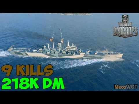 World of WarShips | Des Moines | 9 KILLS | 218K Damage - Replay Gameplay 1080p 60 fps