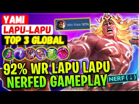 92% Win Rate Lapu Lapu Post Nerf Double Gameplay [ Top 3 Global Lapu-Lapu ] Yami - Mobile Legends