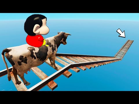 SHINCHAN Riding a Cow - Crazy IMPOSSIBLE PARKOUR GTA | SHINCHAN montando uma Vaca Parkour