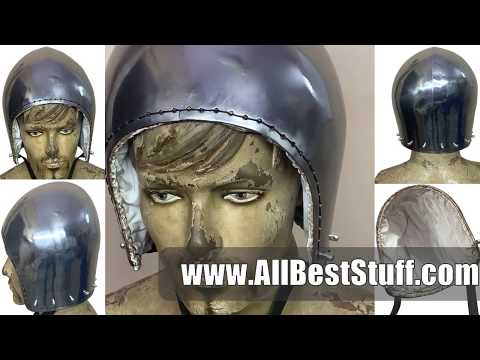 Watch YouTube Video for Medieval Bascinet Helmet Without Visor made from 14 Gauge Steel