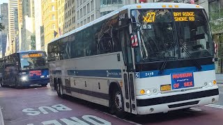 MTA: 2011-26 Prevost X3-45's #2448 #1526 #1941 #1737 X27/BM1/BM5/SIM4C buses @ W. 39th St/5th Av