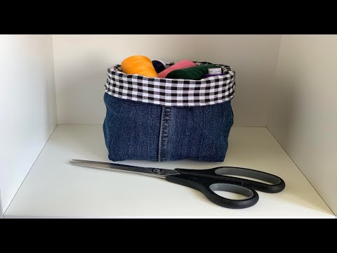 Stoffkörbchen - Utensilo aus alter Jeans nähen- für Anfänger