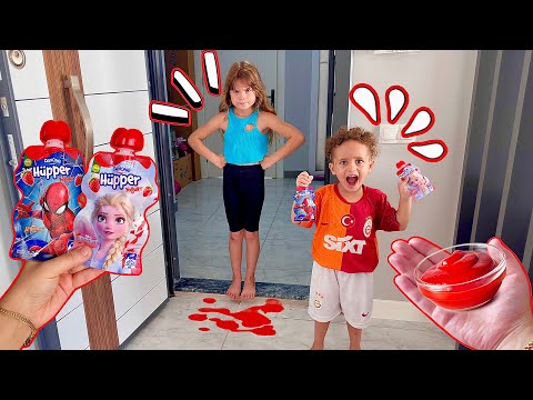 KUZEY ELİFE KETÇAP İLE ŞAKA YAPTI !! ELİF ÇOK KIZDI AĞLADI !!ماما جابت بيبي - جنى مقداد | طيور الجنة