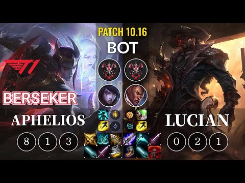 T1 Berseker Aphelios vs Lucian Bot - KR Patch 10.16