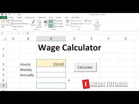 Microsoft Excel Visual Basic for Aplications  VBA  Tutorial 24    Button Click   Wage Calculator  ✓