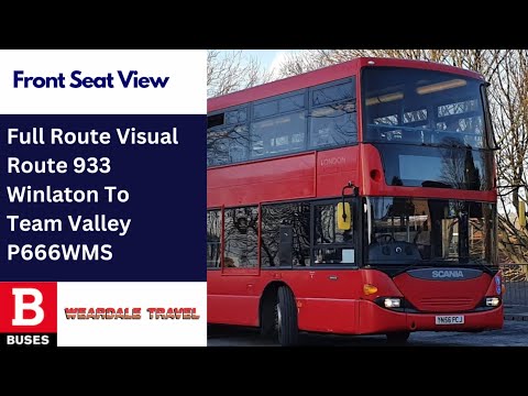 FULL ROUTE VISUAL | Nexus Bus Route 933 - Winlaton To Team Valley | P666WMS