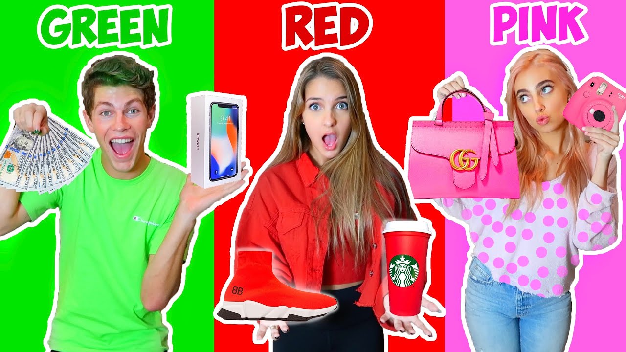 BUYING Everything In ONE COLOR For 24 Hours CHALLENGE!