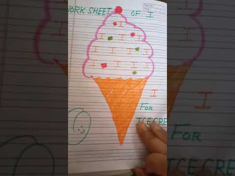 Letter of I 🍦Ice cream..with sleeping and standing lines😊