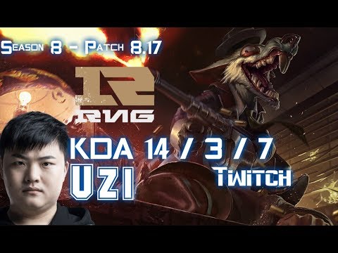 RNG Uzi TWITCH vs LUCIAN ADC - Patch 8.17 KR Ranked